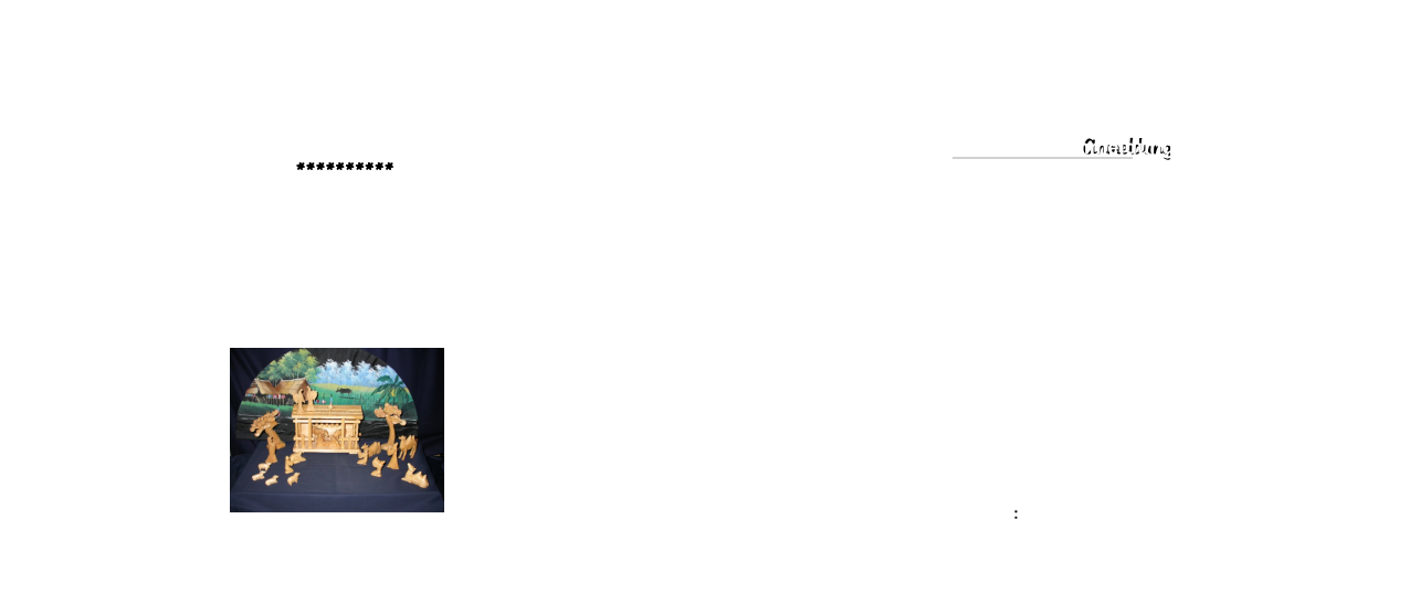 Alle Jahre wieder öffnet Krippenbaumeister                         Manfred Lipienski sein Museum zu einer ganz           bezaubernden Krippenschau ********** in einem stimmungsvollen                                       Ambiente werden über                                         250 eigene und international gesammelte Krippendarstellungen  aus über 60 Ländern präsentiert. Krippe aus Nangjin, China              Für Gruppen bis 10 Personen              bieten wir an:       *          Videofilm über die Entstehung                einer orientalischen Rundkrippe            Führung durch die Ausstellung       *             anschließend              im gemütlichen Fichtenstübchen             Diskussion und Vermittlung      von Hintergrundwissen zum      schier unerschöpflichen Thema:      „Die Weihnachskrippe“                     Gruppentermine täglich                          Einzelbesucher können an einem                       Gruppentermin teilnehmen.                          Anmeldung    Anmeldung erforderlich !                             Zeitaufwand: ca. 2                                 Stunden                                  Möchten Sie unsere Arbeit mit einer                    Spende unterstützen?                     Wir würden uns freuen.                          Der Verein dient ausschließlich                             gemeinnützigen Zwecken, Spenden                            sind daher steuerlich abzugsfähig.                           Konto bei der Sparkasse Bochum                                                                           IBAN: DE91 4305 0001 0005 4011 61 :                  Bochumer Krippenverein e.V.                                                          BIC: WELADED1BOC